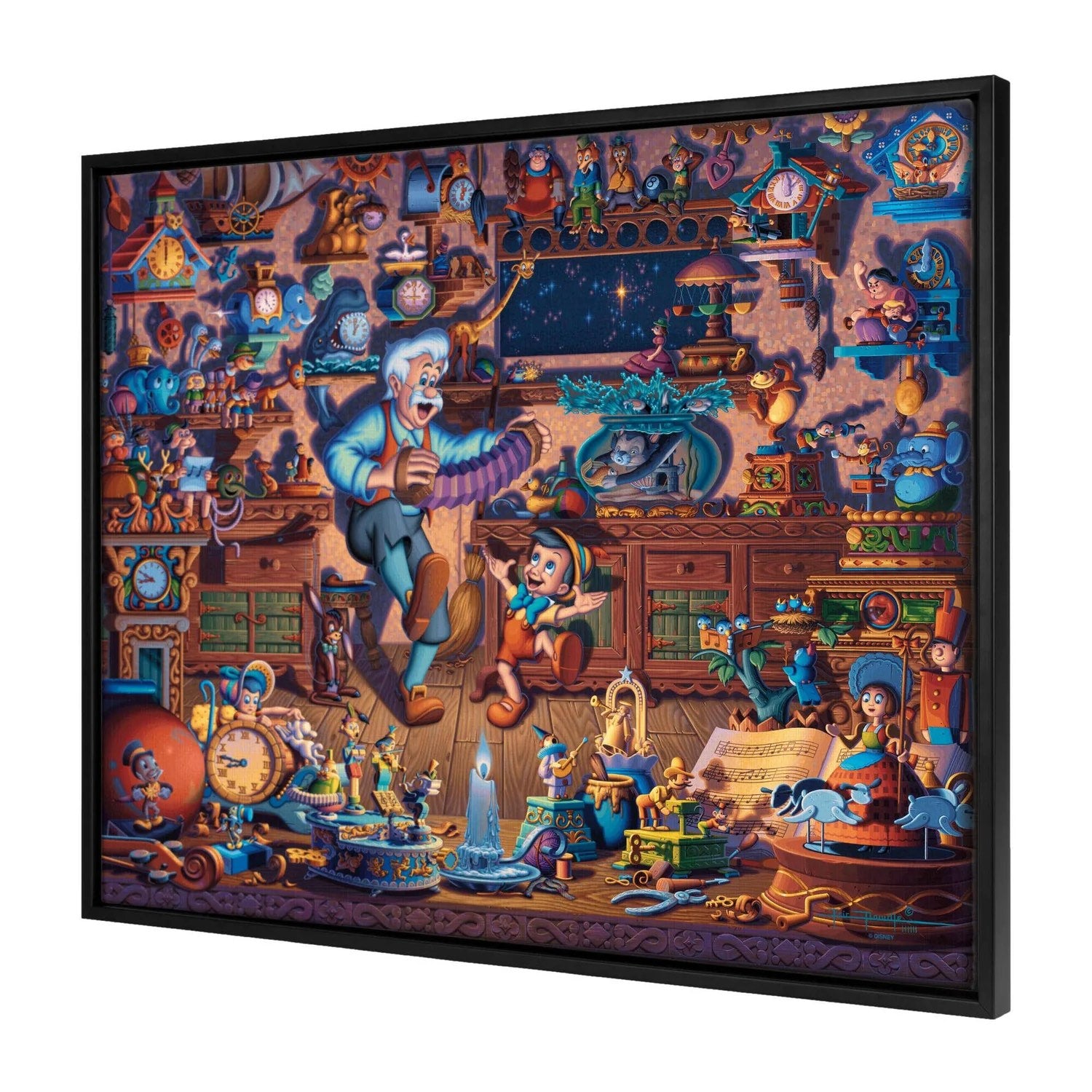 Pinocchio Dreams Come True β 30" x 37" Canvas Wall Murals (Onyx Black Frame)