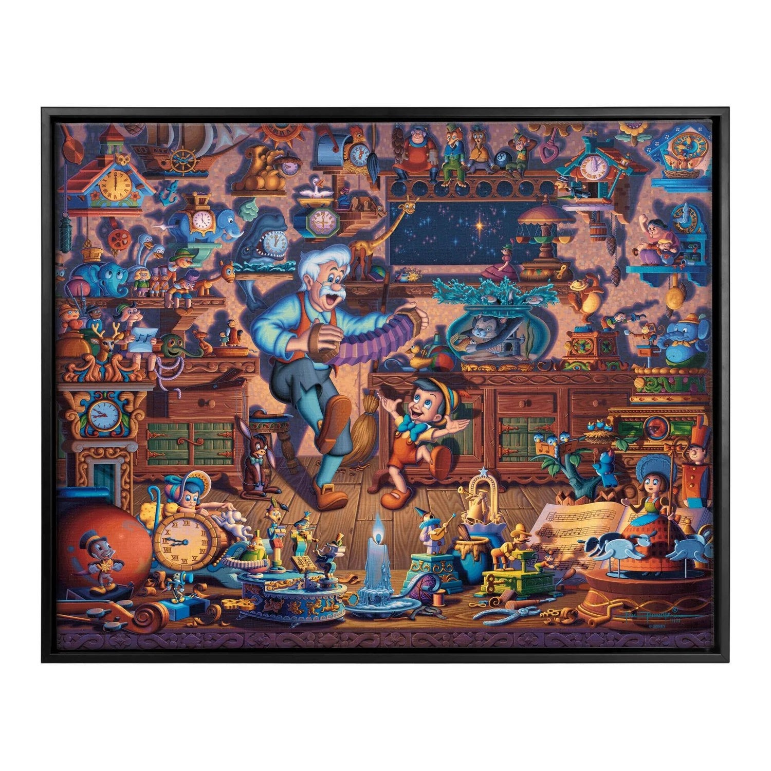 Pinocchio Dreams Come True β 30" x 37" Canvas Wall Murals (Onyx Black Frame)