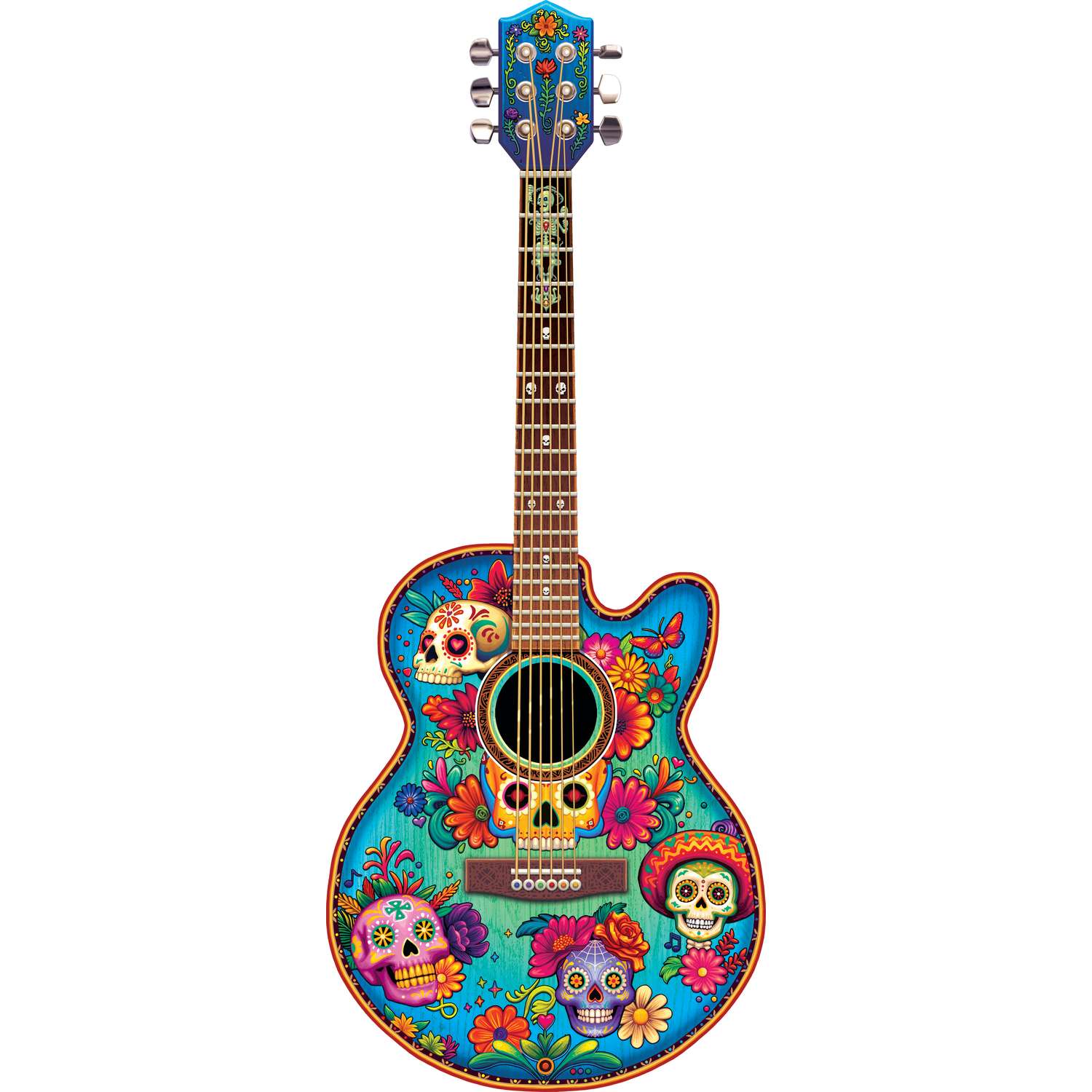 Guitar Calavera | Luxury Wood Puzzle - Large Size