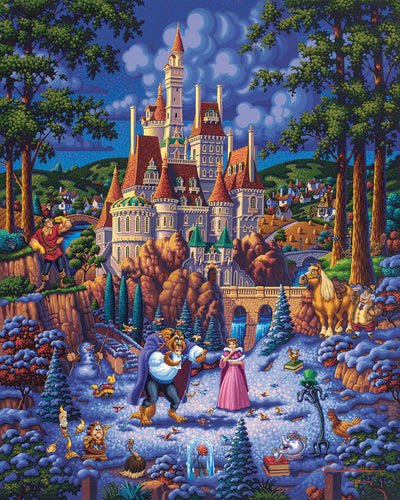 Beauty and the Beast Finding Love - 30" x 37" Canvas Wall Murals (Onyx Black Frame)