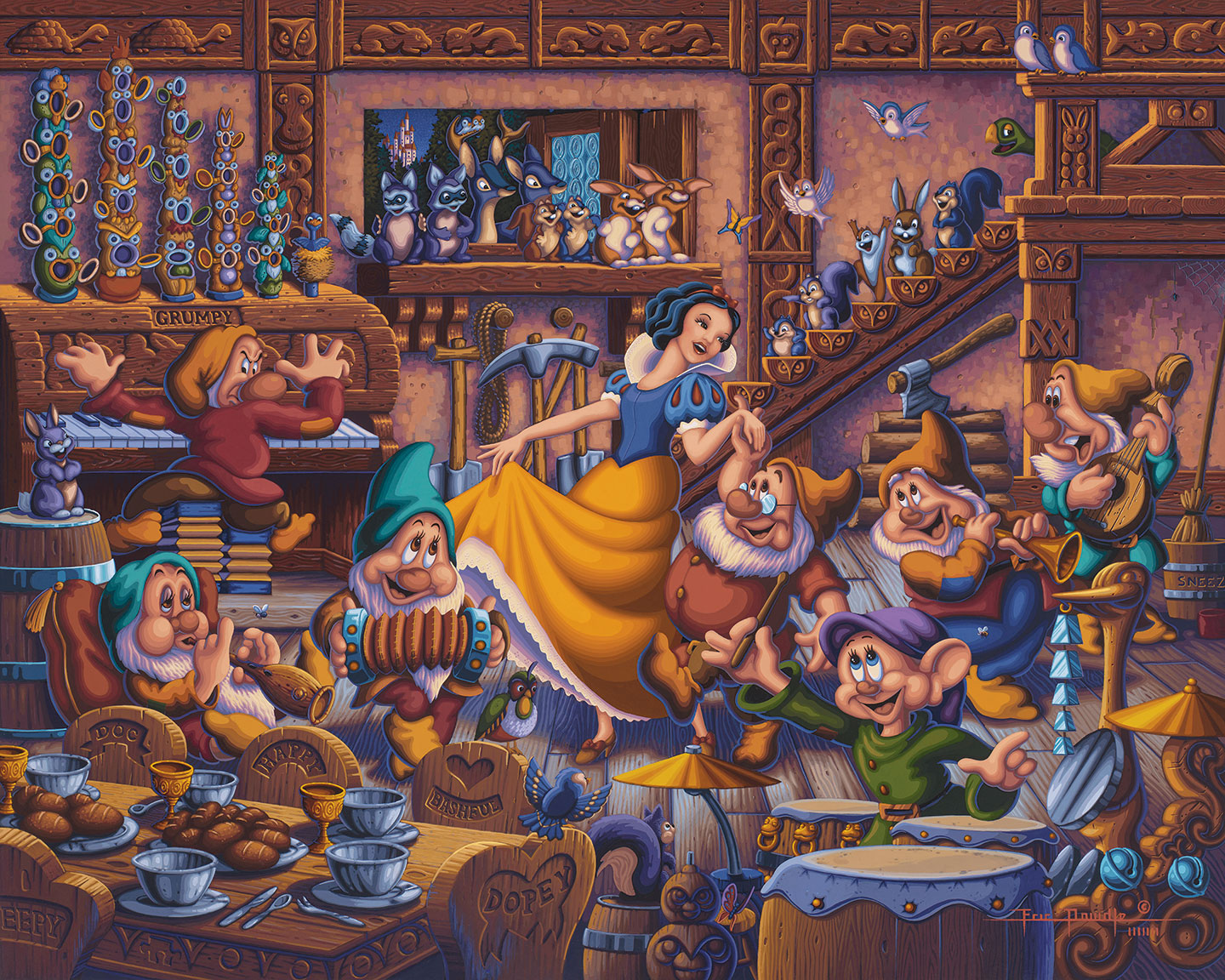 Snow White Dancing with the Dwarfs – 11" x 14" Art Print